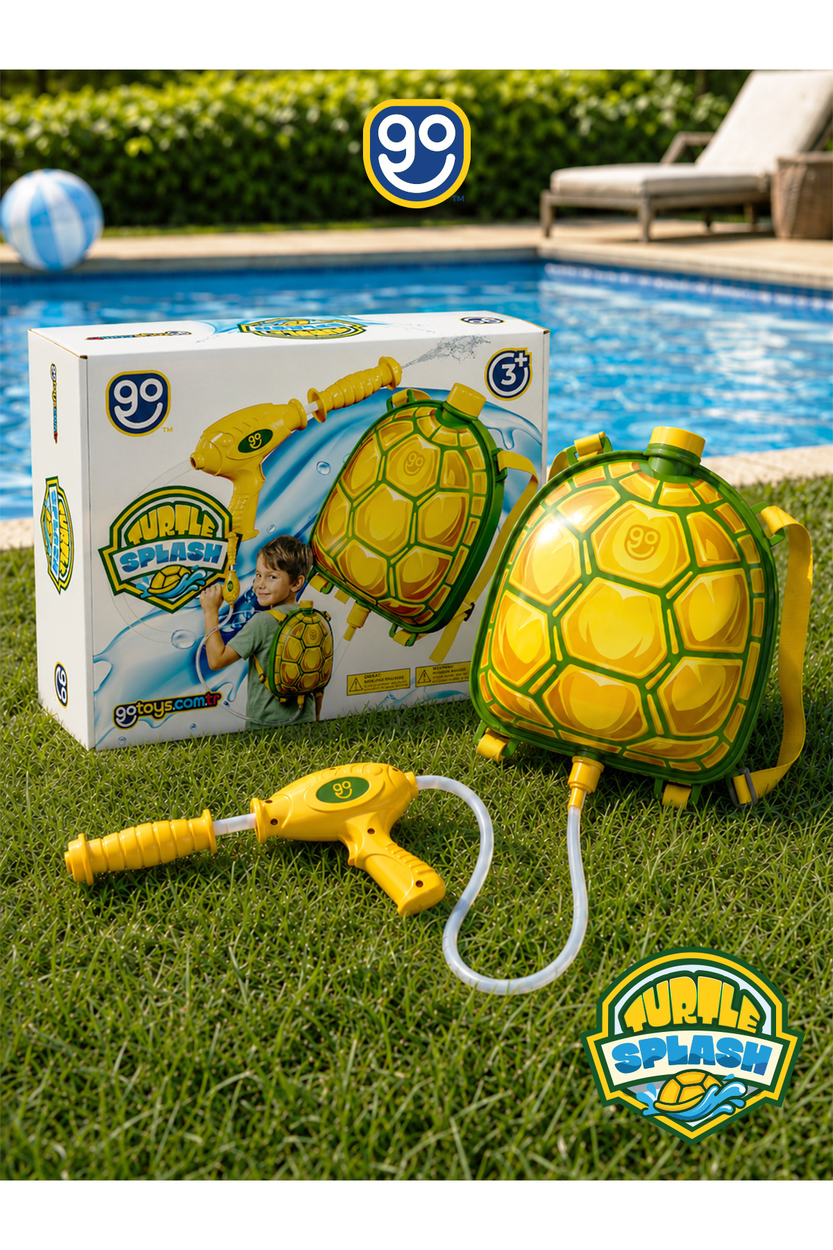 Go Toys Turtle Splash Su Çantası 1400ML - Su Tabancası Çantalı Oyuncak