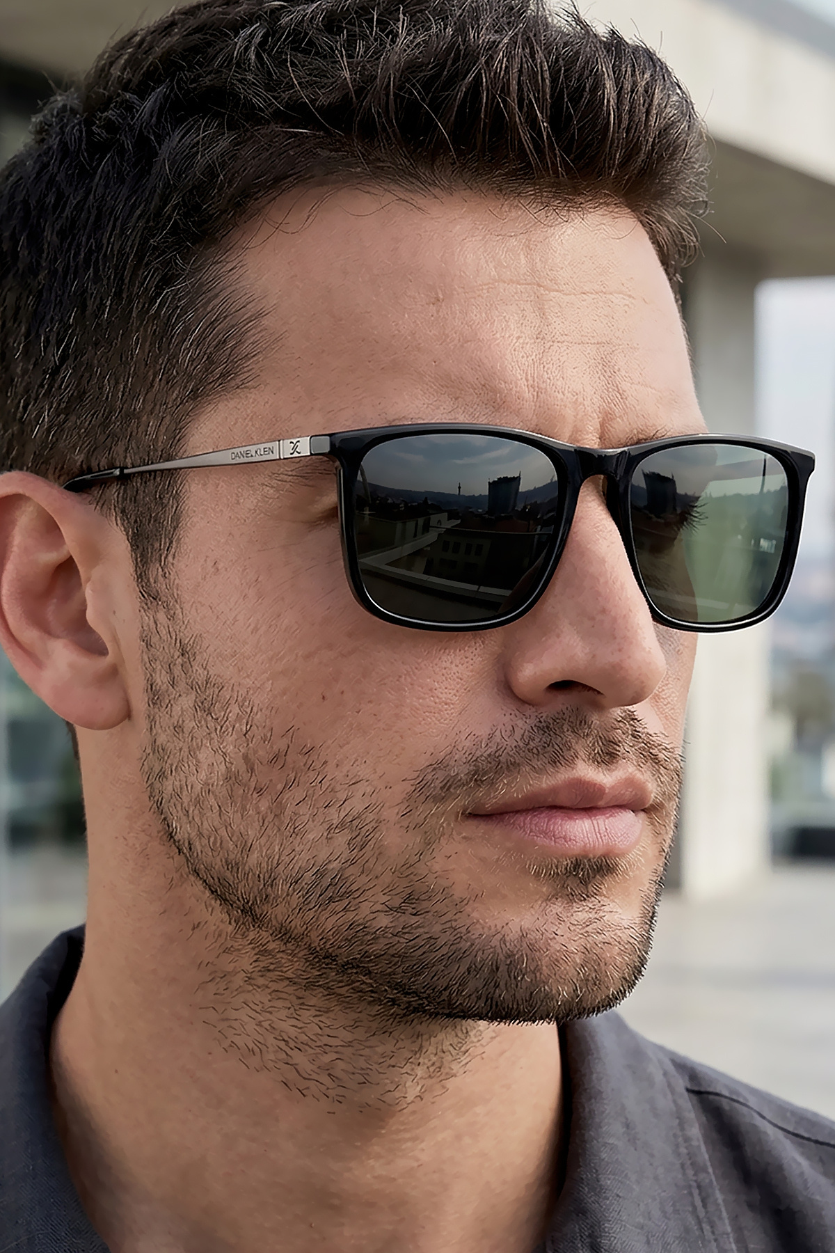 Daniel Klein Handmade Acetate - Polarize - UV400 Korumalı Siyah Yeşil Erkek Güneş Gözlüğü 57 Ekartman DKG6288C2