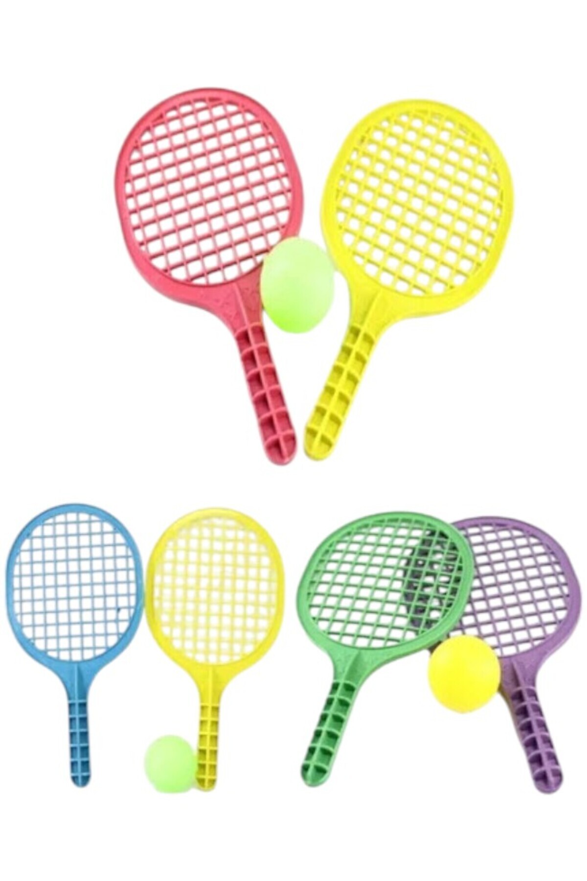 Toys 5 Adet Oyuncak Plastik Tenis Raketi Karne Hediyesi Doğum Günü Hediyelik 16 cm Mini Boy (5 Set)