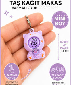 OYUNKAFASI Taş Kağıt Makas Basmalı Mini Oyun Süs Karışık Renk 1 Adet (Mavi-Mint-Lila-Pembe-Siyah) - Görsel 3