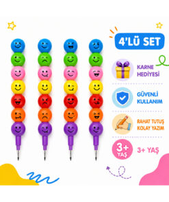 shopExxtra Emoji Yumurtlayan Kurşun Kalem 4’lü Set Karne Hediyesi Çocuk Okul Kalemi Eğlenceli Hediyelik Kalem