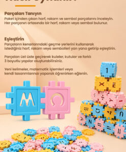 M&H 120 Parça Harf-Rakam Puzzle Oyunu - Eğitici ve Öğretici Gelişimi Destekleyen Oyuncak - Görsel 3