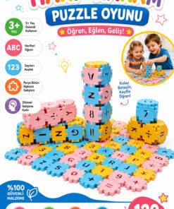 M&H 120 Parça Harf-Rakam Puzzle Oyunu - Eğitici ve Öğretici Gelişimi Destekleyen Oyuncak