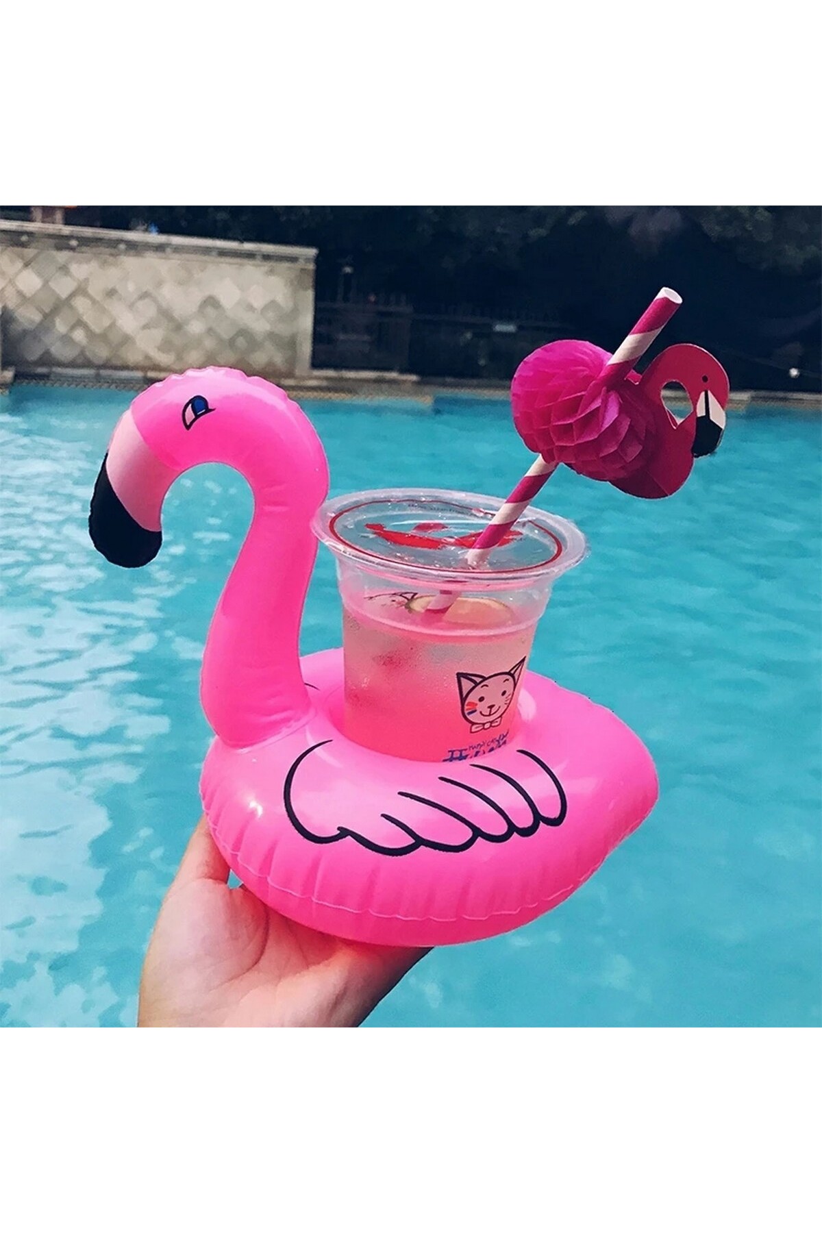 Şeker Ofisi Flamingo Deniz Yatağı Şişme Bardak Tutucu