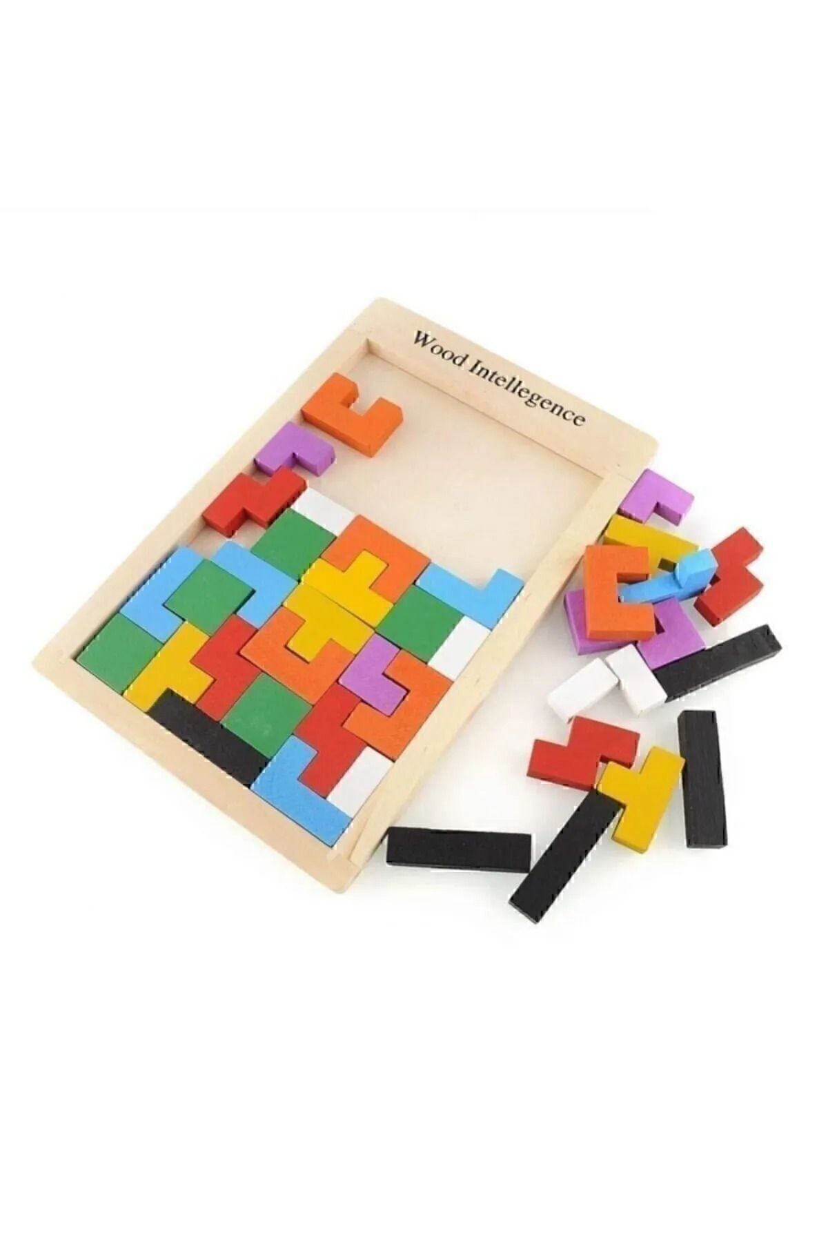 Çukurova Ahşap Ahşap Tetris Oyunu Blok Puzzle Zeka Oyuncağı Montessori Beceri Gelişimi El Beceri Oyuncağı