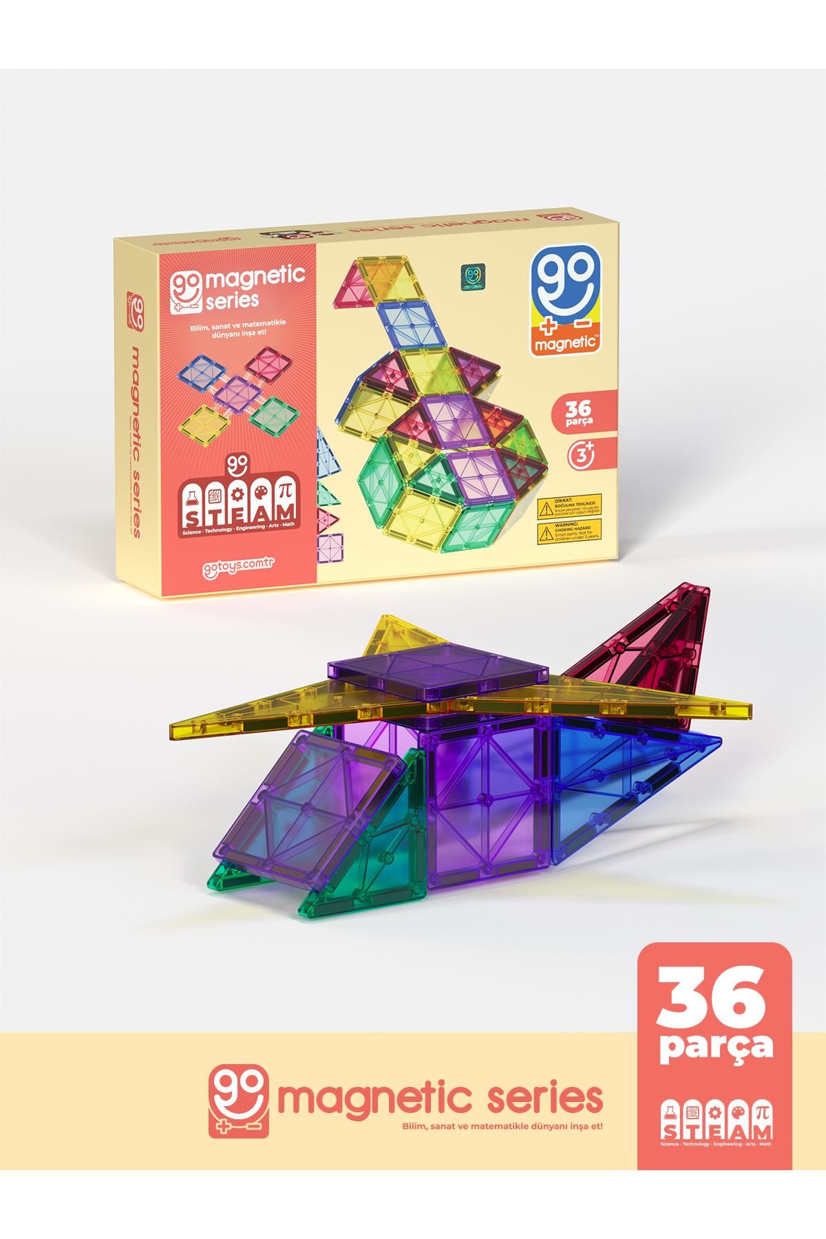 Go Toys Go Magnetic Series 36 Parça Manyetik Yapı Blokları Original - Mıknatıslı Manyetik Bloklar