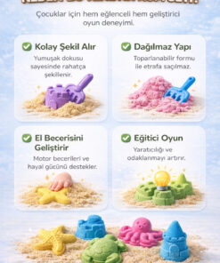 Heroes 2 Kg Kinetik Kum ve 8 Adet Kum Kalıbı Hediyeli Set - 4 Farklı Renk Eğitici Oyun Kumu - Görsel 3
