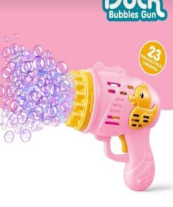 Genel Markalar Duck Baloncuk Tabancası Köpük 23 Halkalı Pilli Baloncuk Köpük Tabancası - Duck Bubbles Gun Pembe