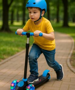 BRN Oyuncak Kız Erkek Frenli Denge Led Işıklı 3 Üç Tekerlekli Yükseklik Ayarlı Magic Çocuk Scooter