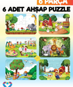 esatoys 6 Parçalı Montessori Ahşap Puzzle Seti – 2‑3 Yaş Eğitsel Oyun