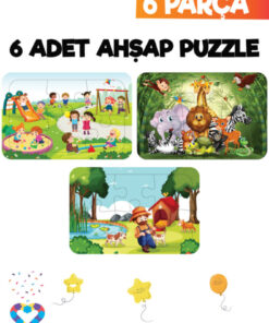Alternative view of esatoys 6 Parçalı Montessori Ahşap Puzzle Seti – 2‑3 Yaş Eğitsel Oyun