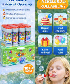 KAR TANESİ 10 Adet Baloncuk Tüpü Bubble Oyuncak – Okulda Dağıtmalık Doğum Günü ve Karne Günü Hediyelik