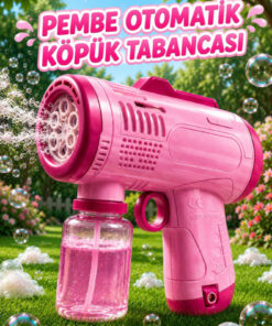 a v d a Pembe Otomatik Işıklı Ve Pilli Çoklu Baloncuk Atan Köpük Tabancası