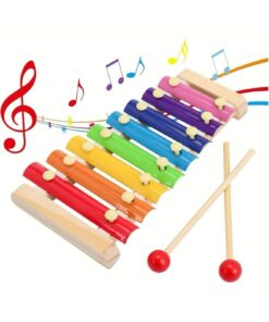 Circle Toys Eğitici Ahşap Ksilofon – 8 Tonlu Renkli Müzik Oyuncağı