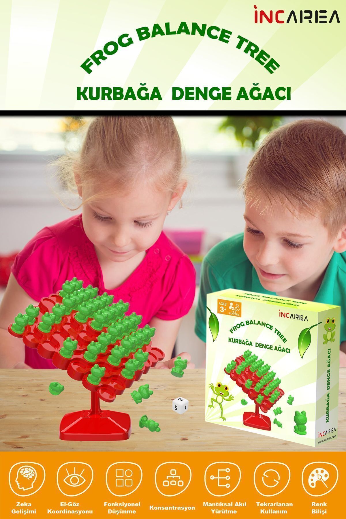 İNCAREA Kurbağa Denge Ebeveyn Çocuk Etkileşimi Oyunu Eğitici Oyuncak Kurbağa Ağacı Denge Oyunu