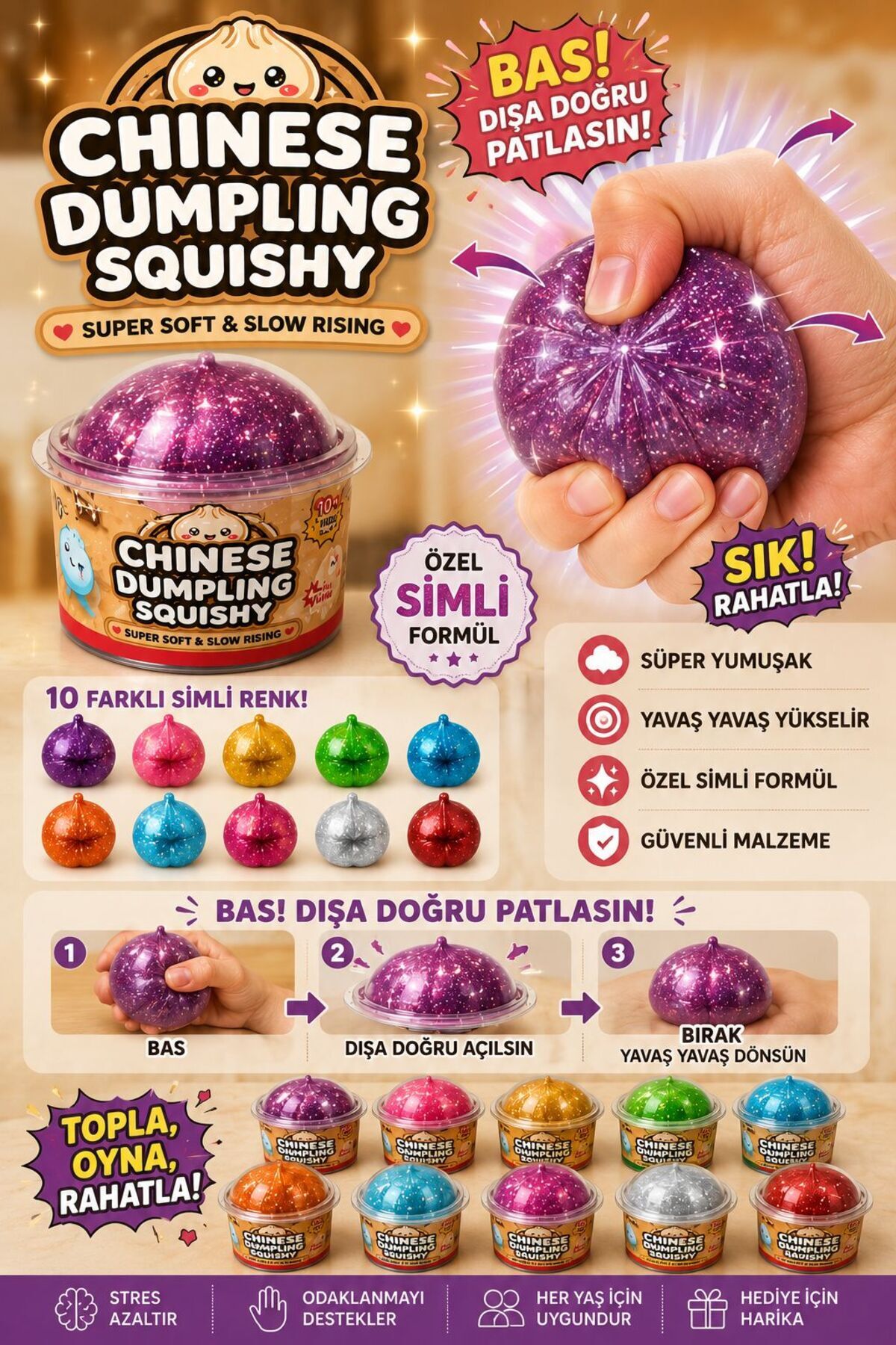 YYB ÇİN MANTISI CHINESE DUMPLING SQUISHY – SÜPER YUMUŞAK STRES OYUNCAĞI