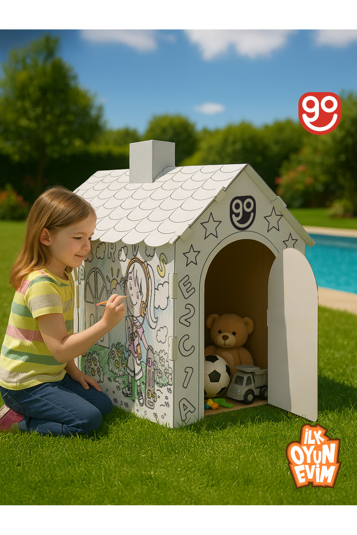 Go Toys İlk Oyun Evim XXL Boy Dayanıklı Karton Boyama Aktivite Evi Boyama Evi Shopist