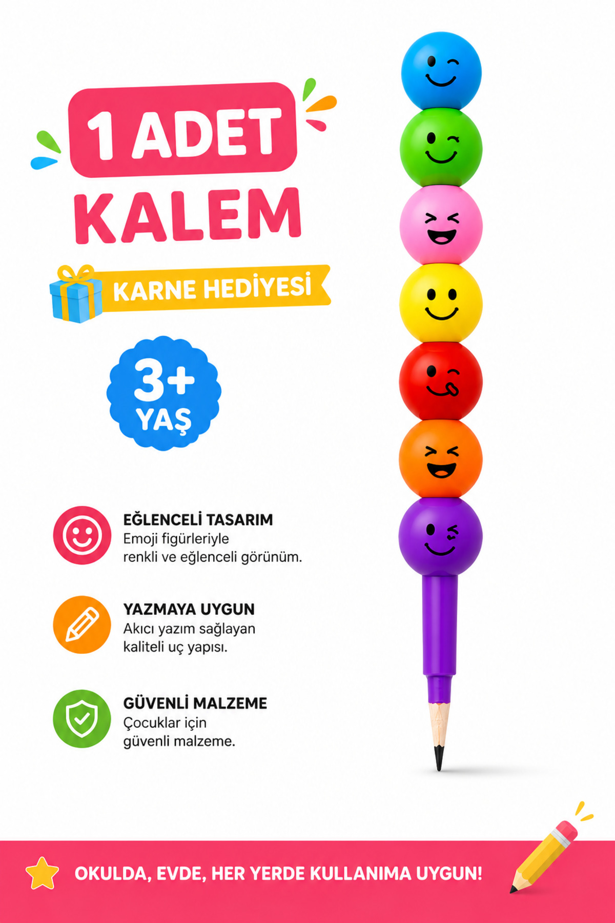 shopExxtra Emoji Yumurtlayan Kurşun Kalem Karne Hediyesi Çocuk Okul Kalemi Eğlenceli Hediyelik Kalem (1 ADET)
