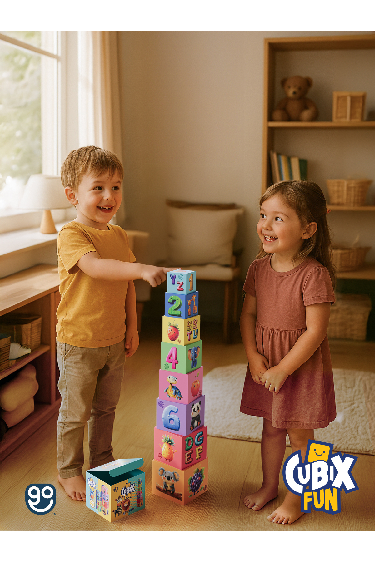 Go Toys Cubix Fun İstifleme Kutuları Kaba Motor Becerisi Geliştirici Eğitici Denge Kule Oyuncağı shopıist