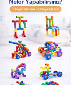 Alternative view of PAKİTO Blok Boru Puzzle Renkli Eğitici Birleştirme Oyuncak Seti 72 Parça