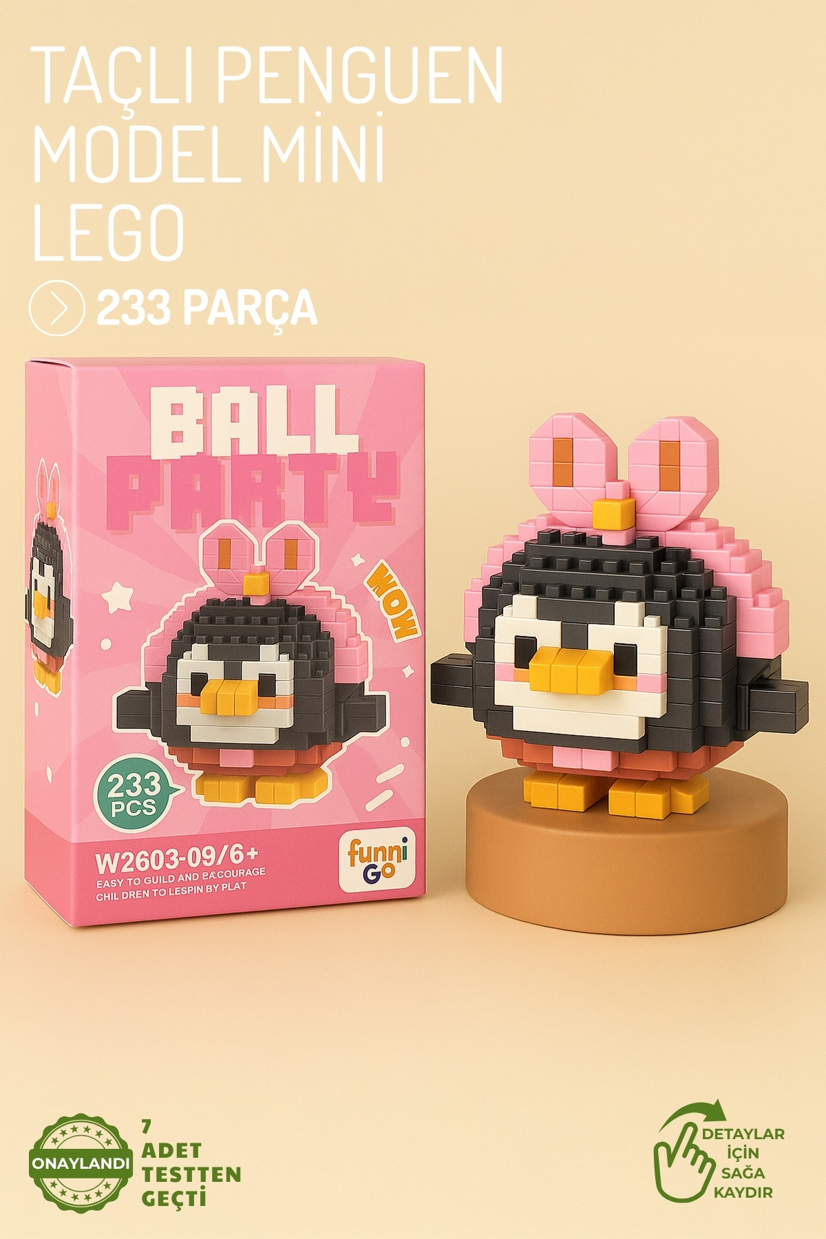 Nandy Home Taçlı Penguen Model Karakter Figürü 3D Yapı Oyuncakları