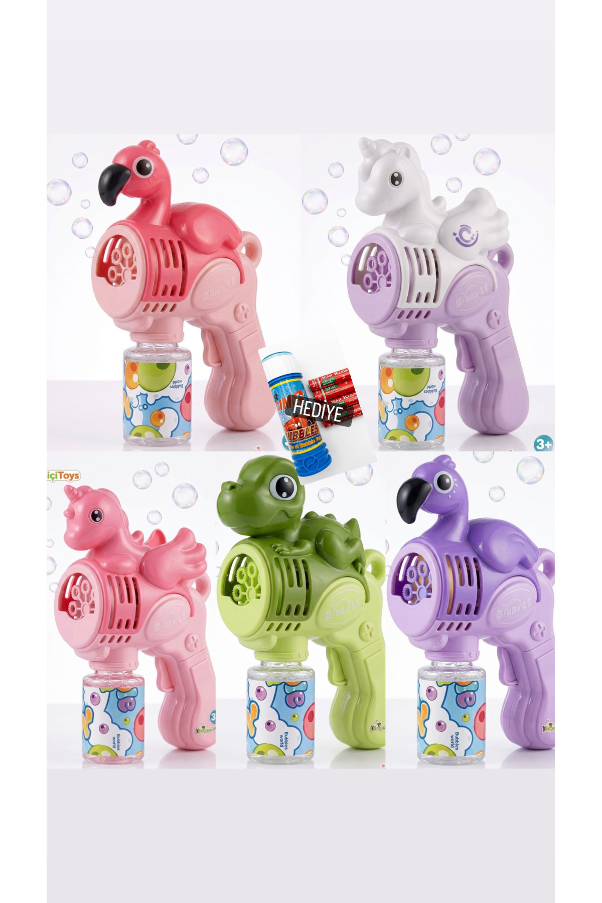 Toy Işıklı köpük tabancası (4 adet pil ve üfle baloncuk hediye)