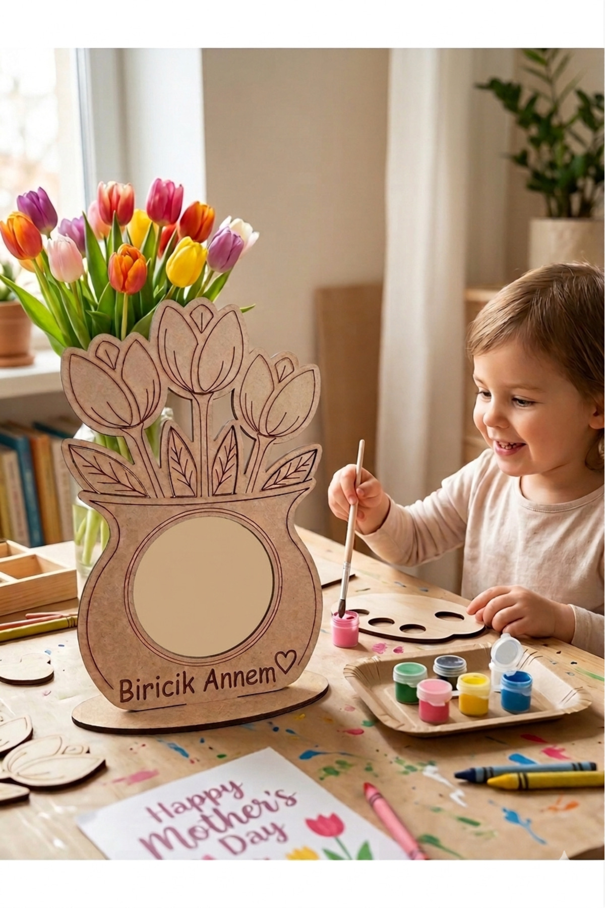 My Kids Room Adet Anneler Günü Ahşap Boyama Vazo Çerçeve