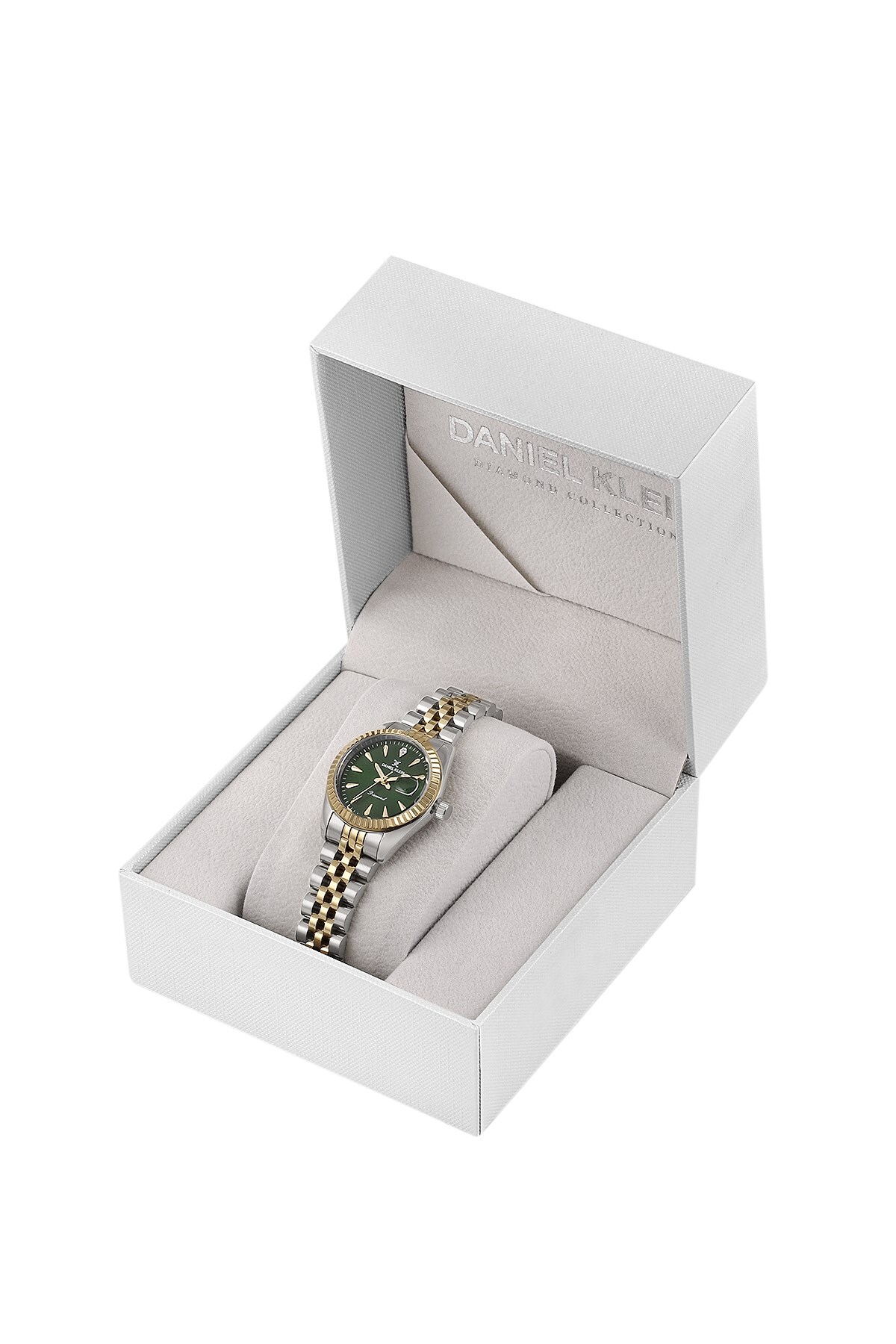 Daniel Klein Jubile Kordon Pırlanta Taşlı Özel Diamond Serisi Küçük Kasalı (28 MM) Yeşil Kadranlı Kadın Kol Saati