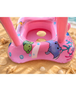 NUNU Gölgelikli Bebek Deniz Simidi Oturaklı Baby Float UV Korumalı – Mavi / Pembe - Görsel 2