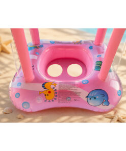NUNU Gölgelikli Bebek Deniz Simidi Oturaklı Baby Float UV Korumalı – Mavi / Pembe - Görsel 3