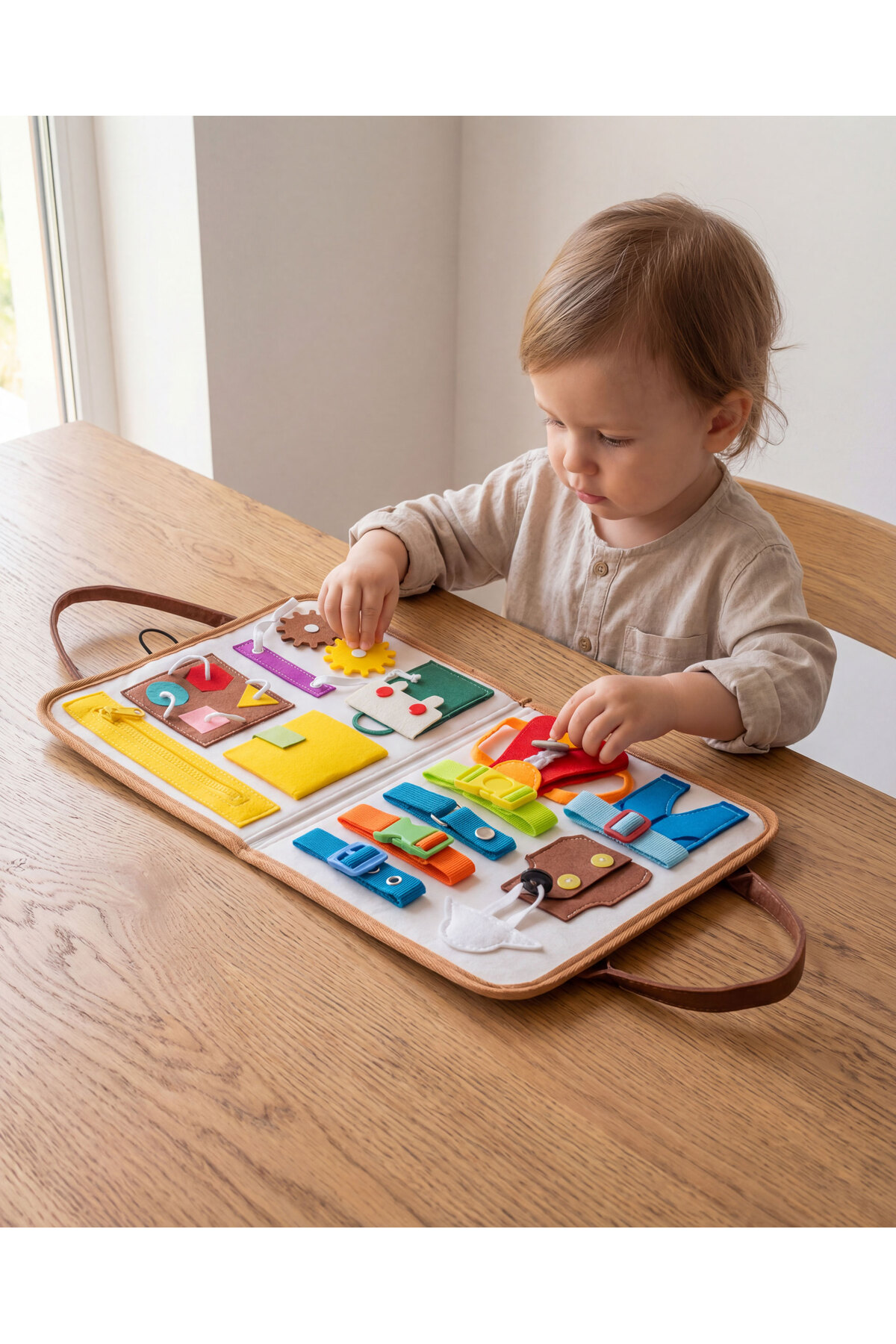 Eq deco Montessori Busy Board Keçe Aktivite Kitabı Eğitici Duyu ve Motor Beceri Oyuncağı