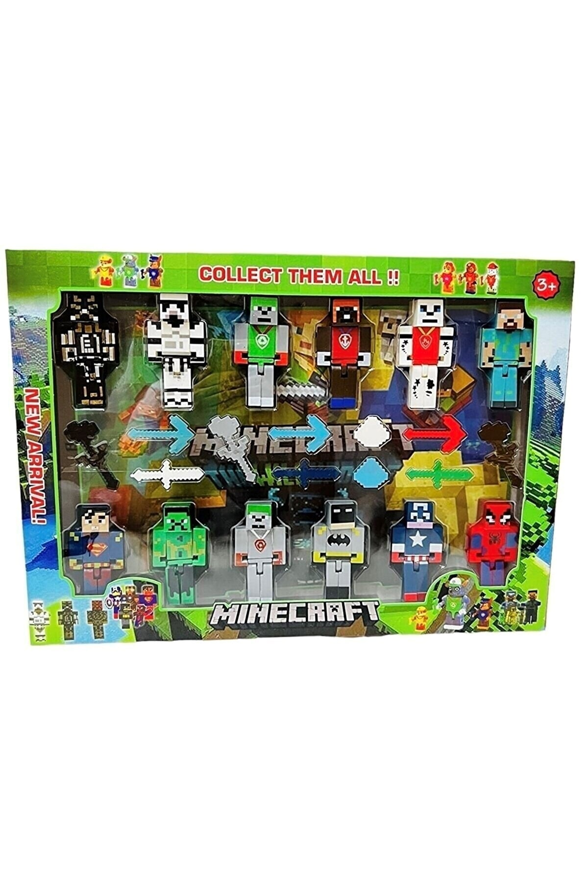 Minecraft 12 Li Süper Kahraman Oyuncak Figürleri 23 Parça Yapı Oyuncak Yapı Oyuncak Figür Toys