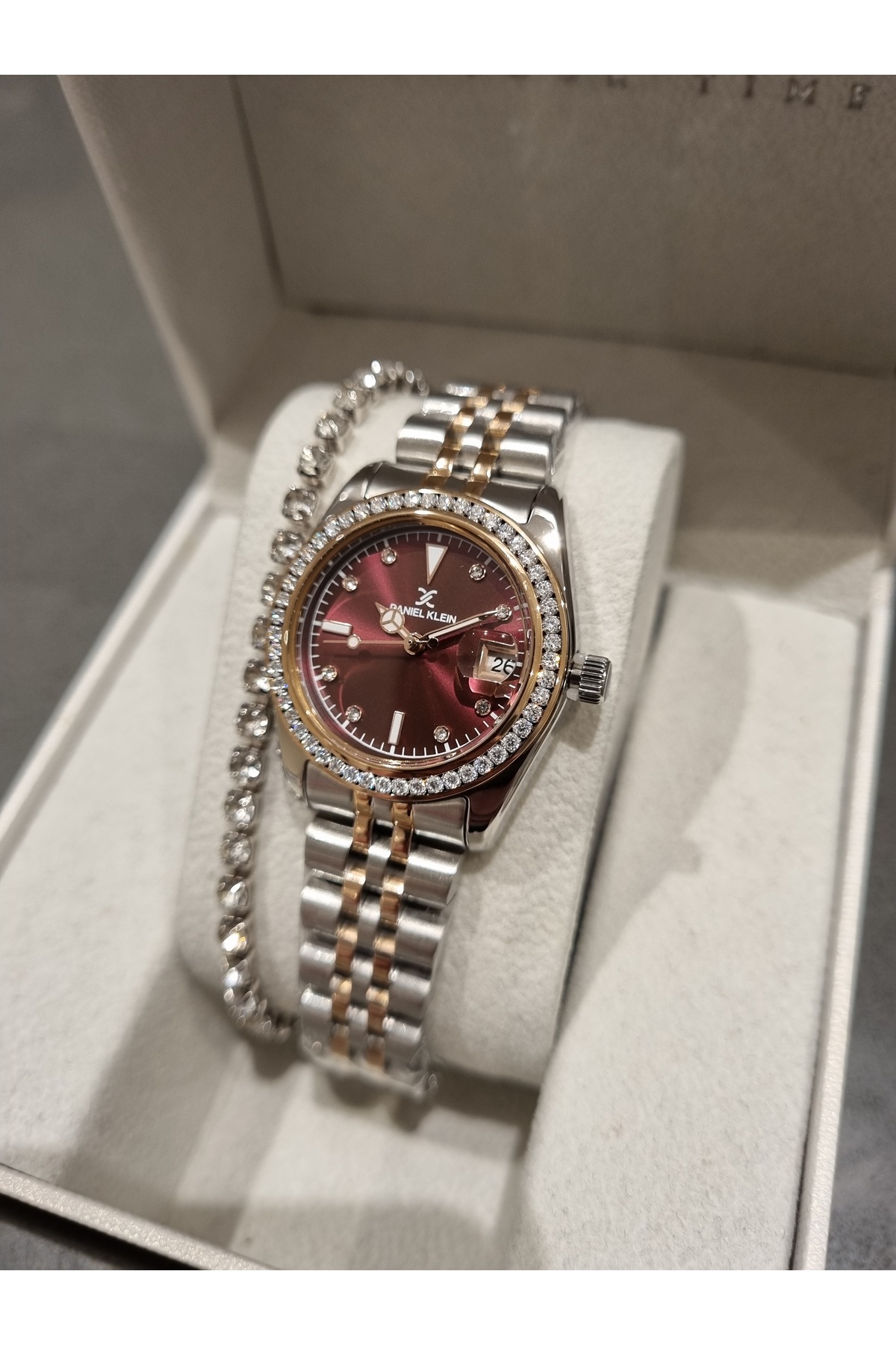 Daniel Klein DK YENİ MODEL MÜRDÜM kadran taşlı Çelik Bilezik Kadın Kol Saati+ Hediye Bileklik