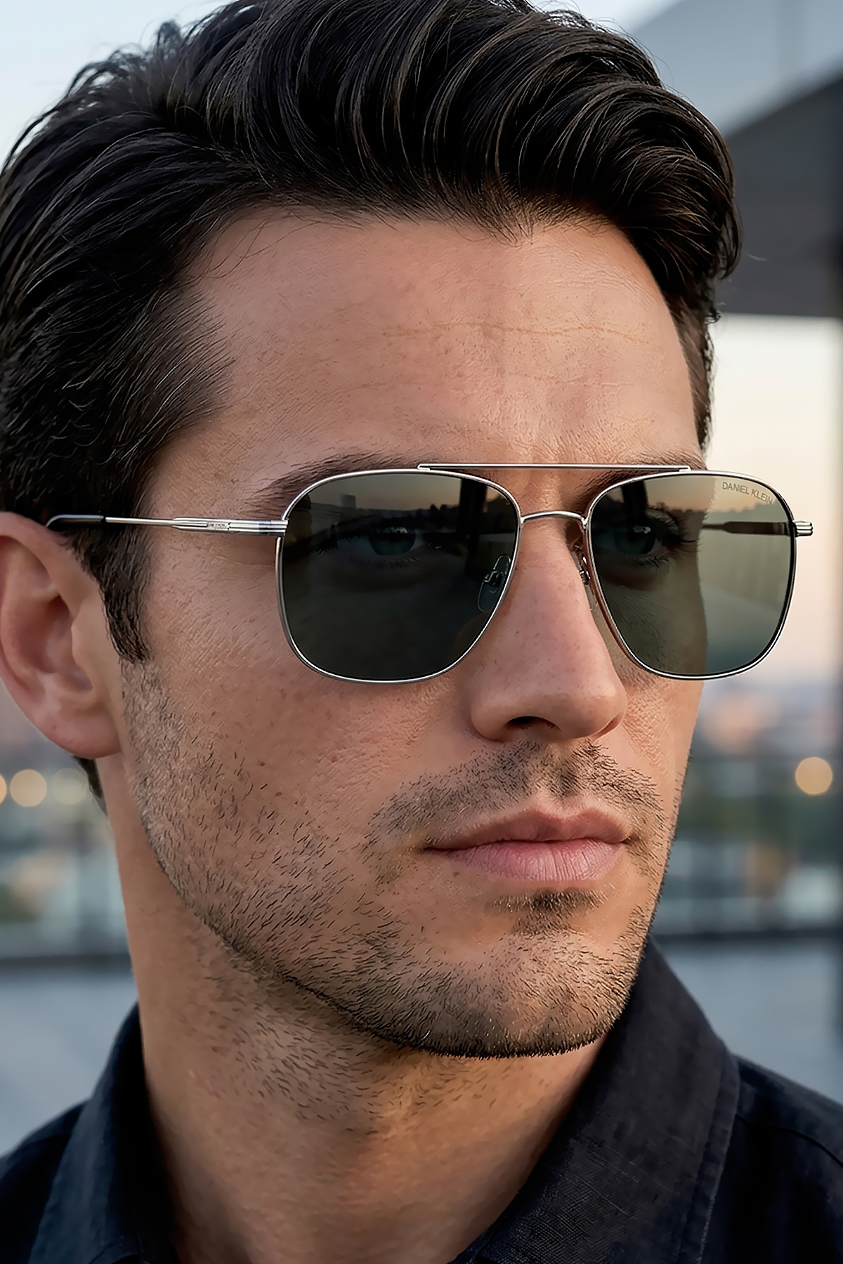 Daniel Klein Polarize - UV400 Korumalı Gümüş Yeşil Renk Orijinal Erkek Güneş Gözlüğü 53 Ekartman DKG6284C2