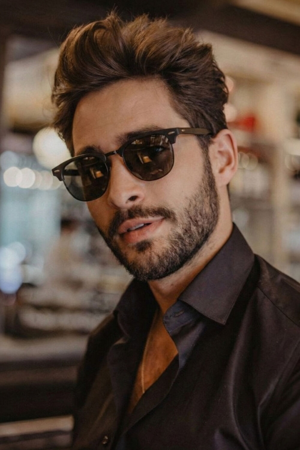 Eyesofia Clubmaster Unisex Siyah Uv400 Cam Ce Belgeli Güneş Gözlüğü - Görsel 3