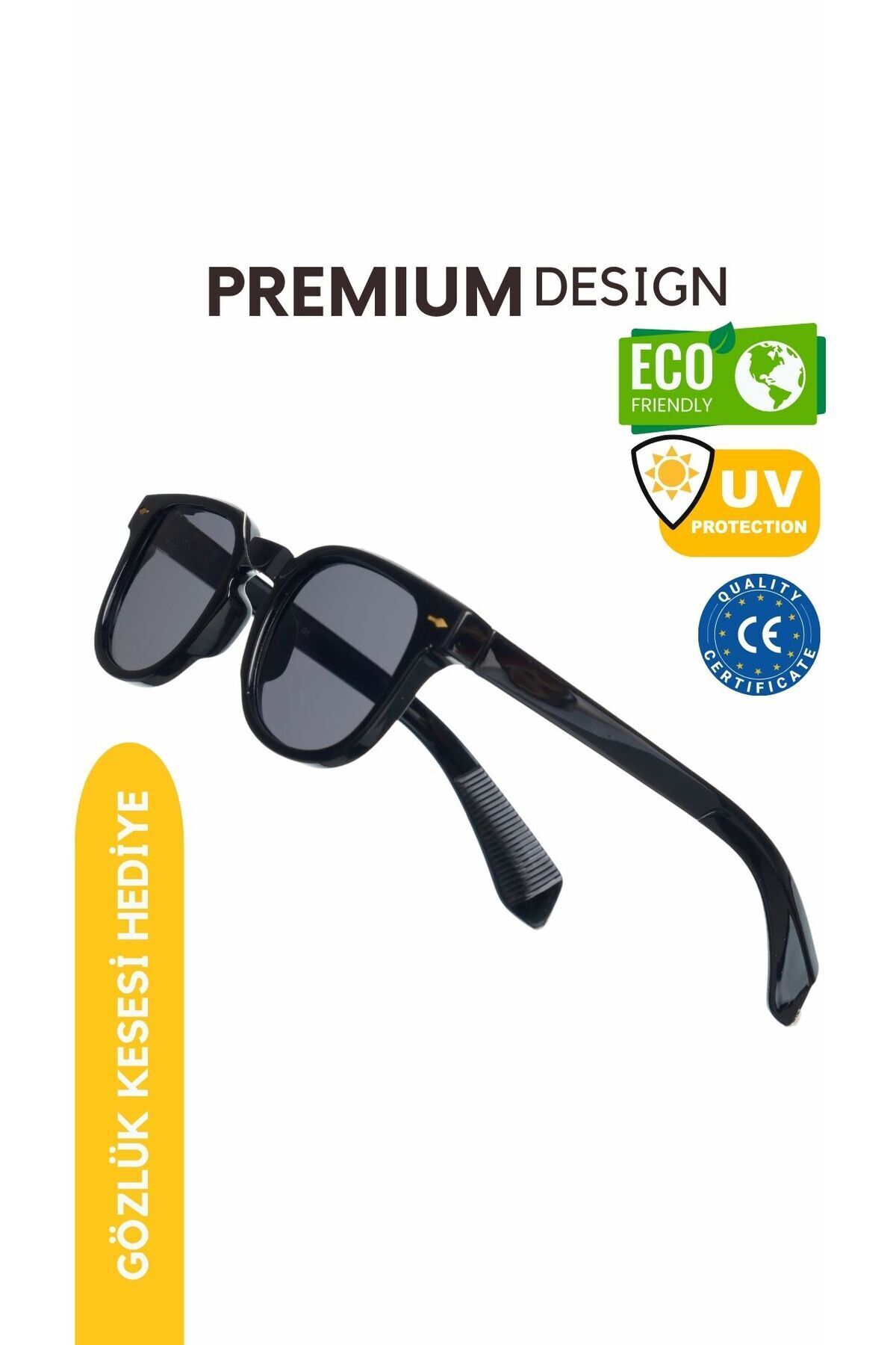 WATCHOFROYAL Güneş Gözlüğü Kadın & Erkek Uv400 Cam Ce Belgeli Siyah Re982w