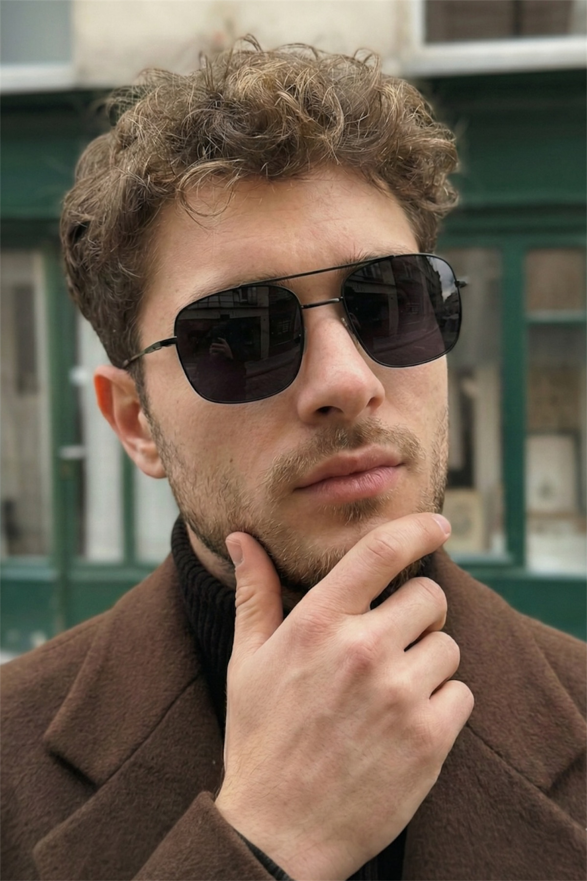 Eyesofia Metal Unisex Kare Siyah Uv400 Güneş Gözlüğü