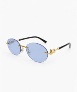 Eyesofia Cartiess Unisex Elips Mavi Gold Çerçeveli Ultra Hafif Uv400 Filtreli Güneş Gözlüğü - Görsel 3