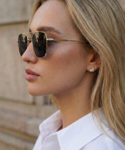 Eyesofia Metal Unisex Kare Gold Siyah Uv400 Güneş Gözlüğü - Görsel 3