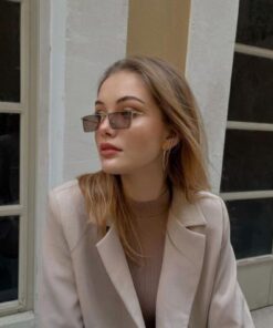 LOOKUP NEW Elsie Metal Gold Dikdörtgen Kare Çerçeve Kahverengi Aynalı Cam Unisex Uv400 Güneş Gözlüğü