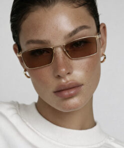 Alternative view of LOOKUP NEW Elsie Metal Gold Dikdörtgen Kare Çerçeve Kahverengi Aynalı Cam Unisex Uv400 Güneş Gözlüğü