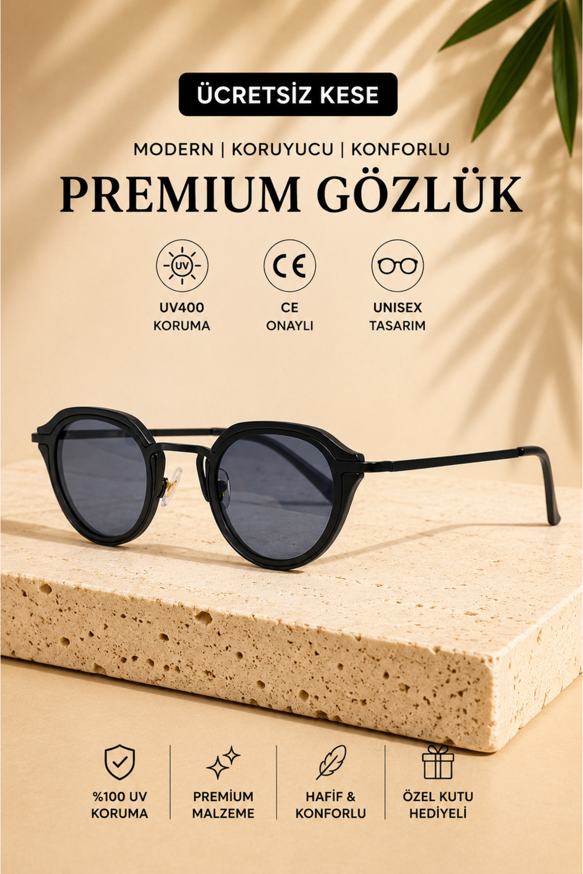 WATCHOFROYAL ROYAL EYEWEAR RE0088 SİYAH UNİSEX GÜNEŞ GÖZLÜĞÜ