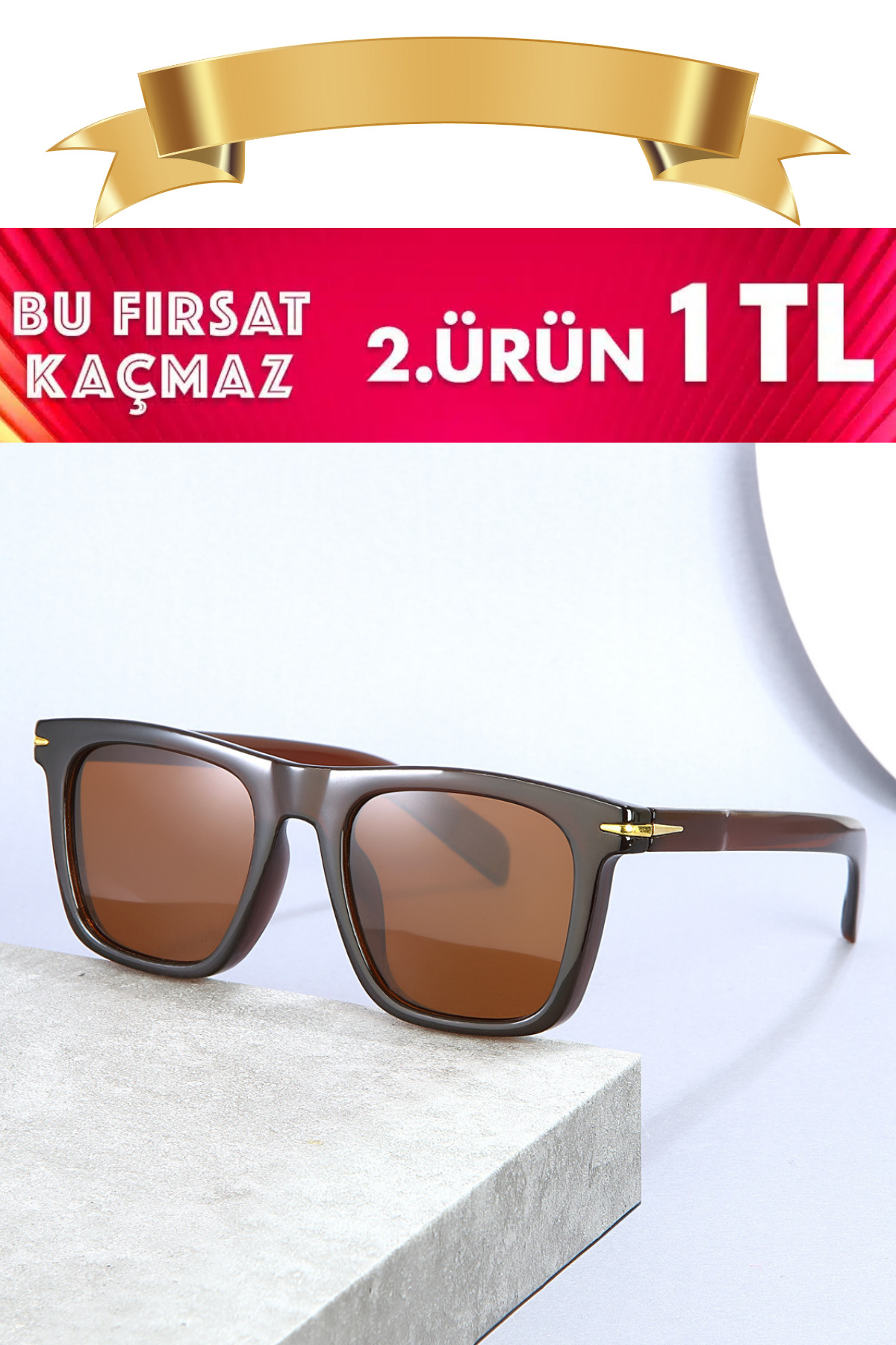 Zzla 2.Ürün 1 Tl Uv400 Korumalı Kahverengi Unisex Güneş Gözlüğü