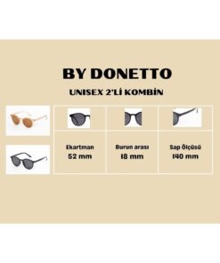 By Donetto Unısex 2'li Kombin Uv400 Korumalı Güneş Gözlüğü (krem-siyah ) (LANSMAN FİYATI) - Görsel 3