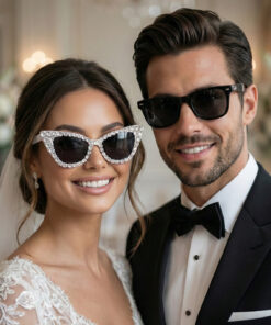 Happyline 2 Adet After Party Gözlük, Parti Gözlüğü, Taşlı Bride Gözlük, Çift Güneş Gözlüğü, Damat Gözlük