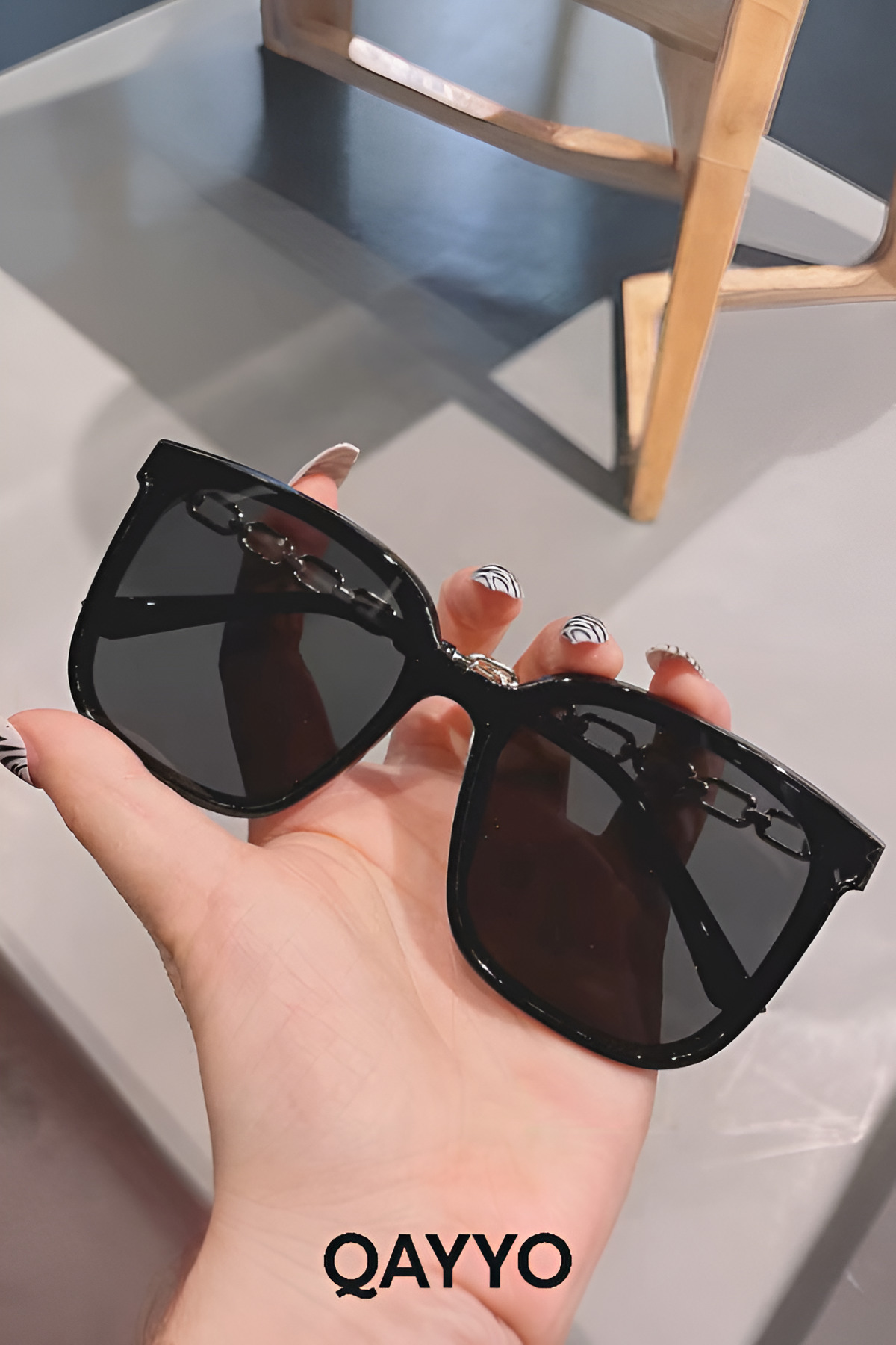 QAYYO Accessories Boom Unisex Siyah 2025 Yılı Metal Yeni Sezon Güneş Gözlüğü