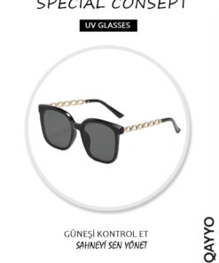 QAYYO Accessories Boom Unisex Siyah 2025 Yılı Metal Yeni Sezon Güneş Gözlüğü - Görsel 3