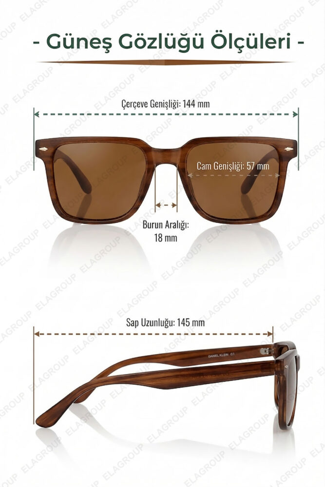 Daniel Klein Polarize - UV400 Korumalı Kahverengi Orijinal Erkek Güneş Gözlüğü 57 Ekartman DKG6295C2 - Görsel 2