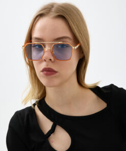 Chunky Frame Ecs Unisex Mavi Cam Turuncu Çerçeve Unısex Uv400 Filtreli Ultra Hafif Güneş Gözlüğü - Görsel 3