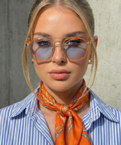 Alternative view of Chunky Frame Ecs Unisex Mavi Cam Turuncu Çerçeve Unısex Uv400 Filtreli Ultra Hafif Güneş Gözlüğü